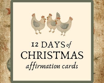 12 Days Christmas Affirmation Cards, Holiday Mindfulness, Gentle Encouragement (Digital Download)