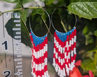 Rood wit blauw patriottische rocaille oorringen