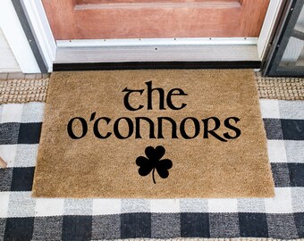 Patrick S Day Leprechaun Personalized Welcome Doormat Custom Door
