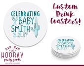 Celebrating Baby, Baby Shower Favors, Shower Favors, Drink Coaster, Beer Coasters, Baby Shower Coasters, Couples Shower, New Baby, 1677