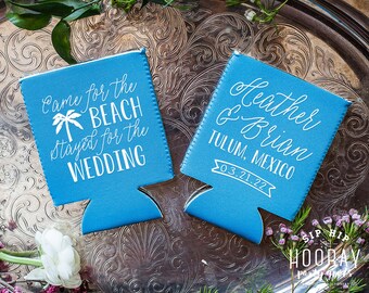 Beach Wedding Koozie Etsy