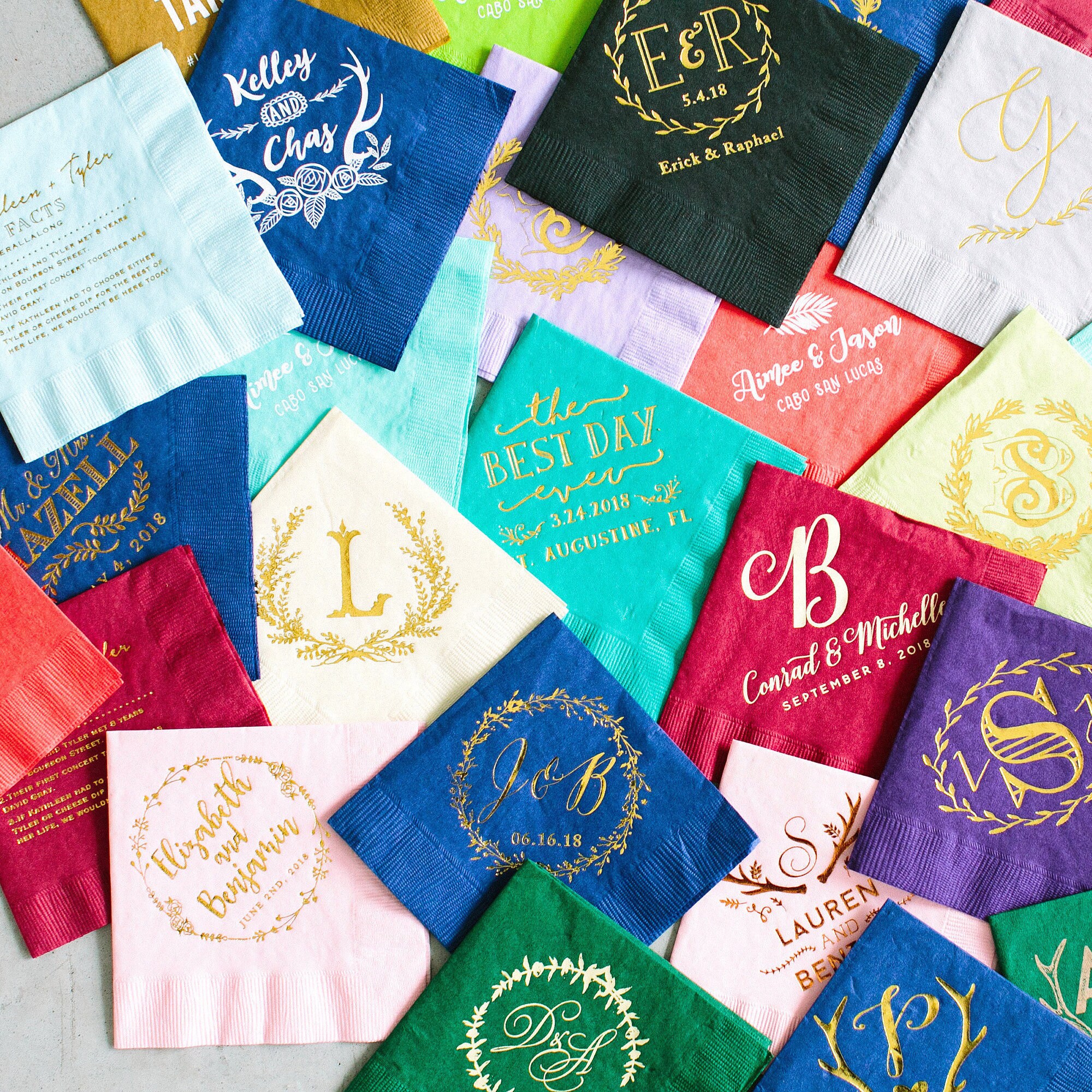 Wedding Napkins Custom Napkins Foil Personalized Napkins Etsy