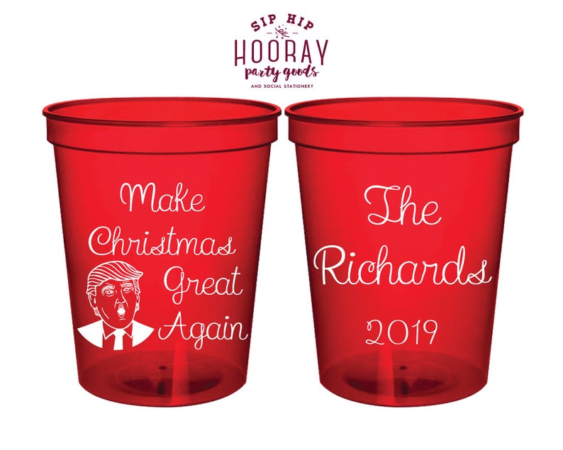 Personalized Christmas Party Cups Reusable 16oz Stadium Cups Etsy