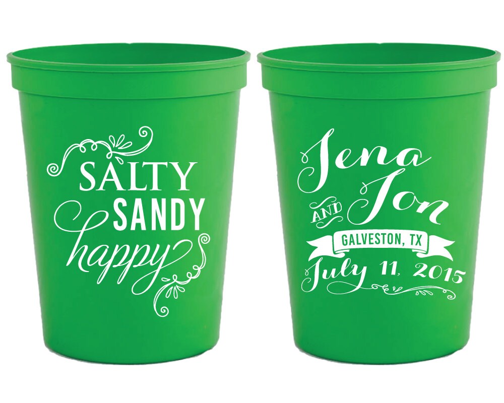 Salty Sandy Happy Wedding Cups Beach Wedding Favors Party Etsy