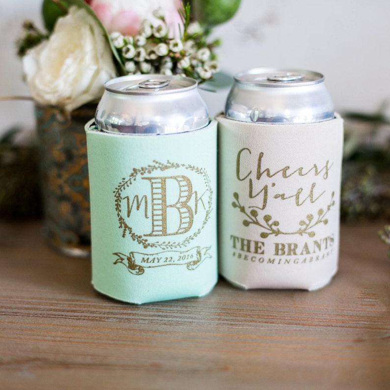 Personalized Can Coolers Wedding Favors Wedding Can Coolers Etsy