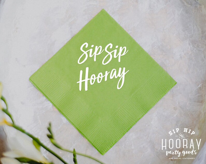 Personalized Wedding Napkins Sip Sip Hooray Napkins Bar Napkins 1846 Floral Reception Table Napkins Cake Table Napkins Reception Gifts