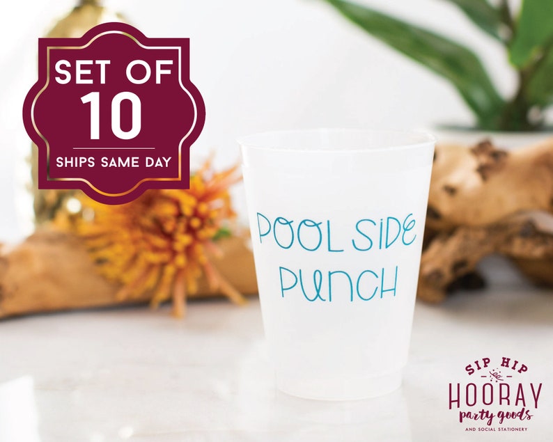 Pool Party Cups 16oz Frosted Cup Reusable Cups Pool Cup Etsy