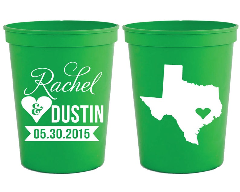 Custom Plastic Cups State Wedding Cups State Cup Wedding Favor Cups State Wedding Party Cups Party Cups 1101 Texas Wedding Cups