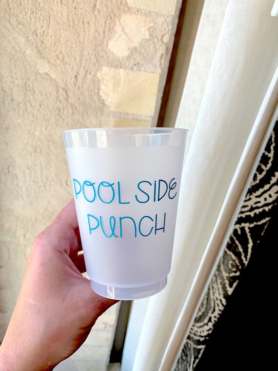 Pool Party Cups 16oz Frosted Cup Reusable Cups Pool Cup Etsy
