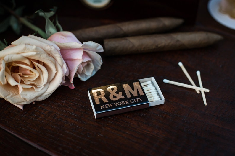 Wedding Matches Cigar Bar Matches Monogrammed Matchbox Etsy