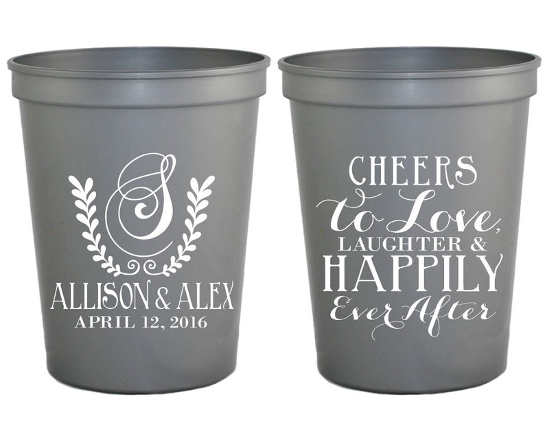 Wedding Cups Wedding Favors Monogrammed Plastic Cups