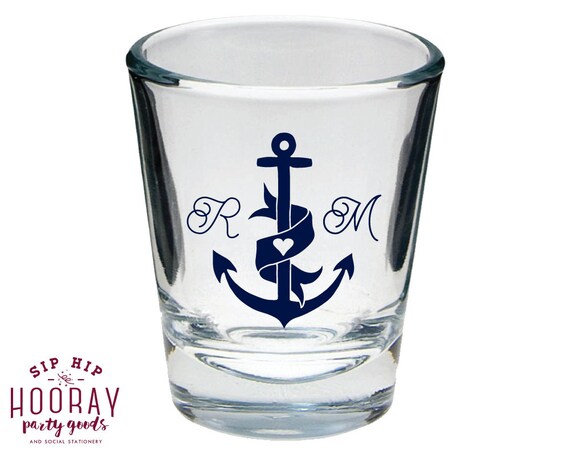 Custom Shooters Lets Get Nauti Heart Custom Shooter Glasses Anchor Wedding Shooters 292 Nautical Wedding Shooters