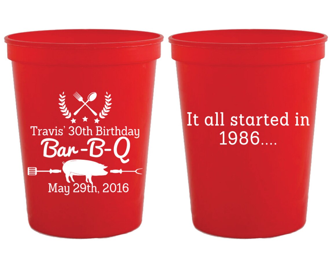BBQ Cups Birthday Party Cups Party Favors BBQ Party Cups Etsy