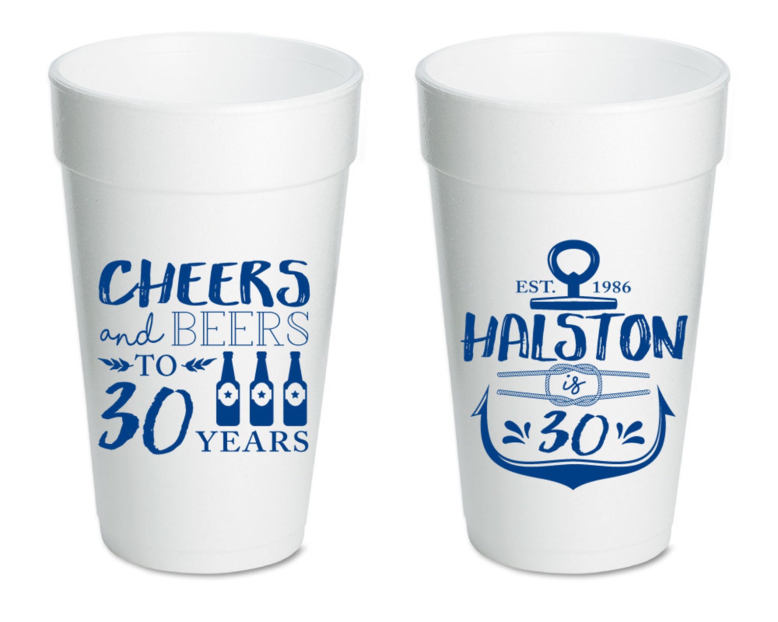 Birthday Cups Cheers and Beers to 30 Years Party Cups 30th Etsy