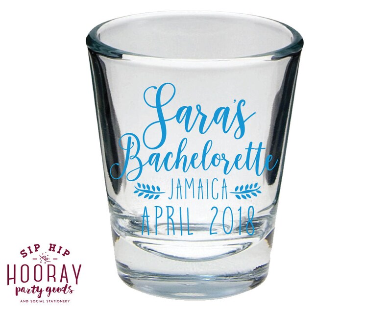 Bachelorette Party Shot Glasses 1898 Pizza Party Favors Bachelorette Favor Double-Sided Shot Glass Bachelorette Custom Shot Glasses