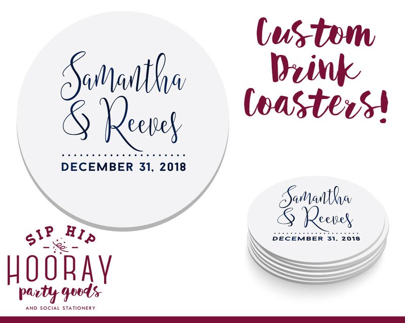 Personalized Coaster Heres To A Long Life Coasters Party Favors Wedding Coasters Engagement Party Favors Custom Anniversary Gifts 1818