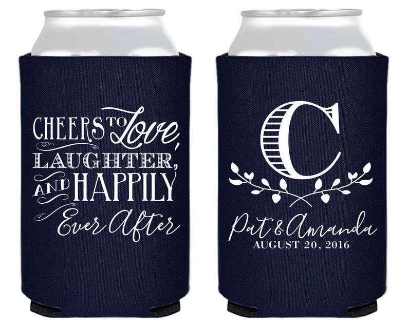 Custom Favors 1519 Cheers To Love Laughter Wedding Favors Cheers to love laughter and happily ever after Wedding Monogram Monogrammed