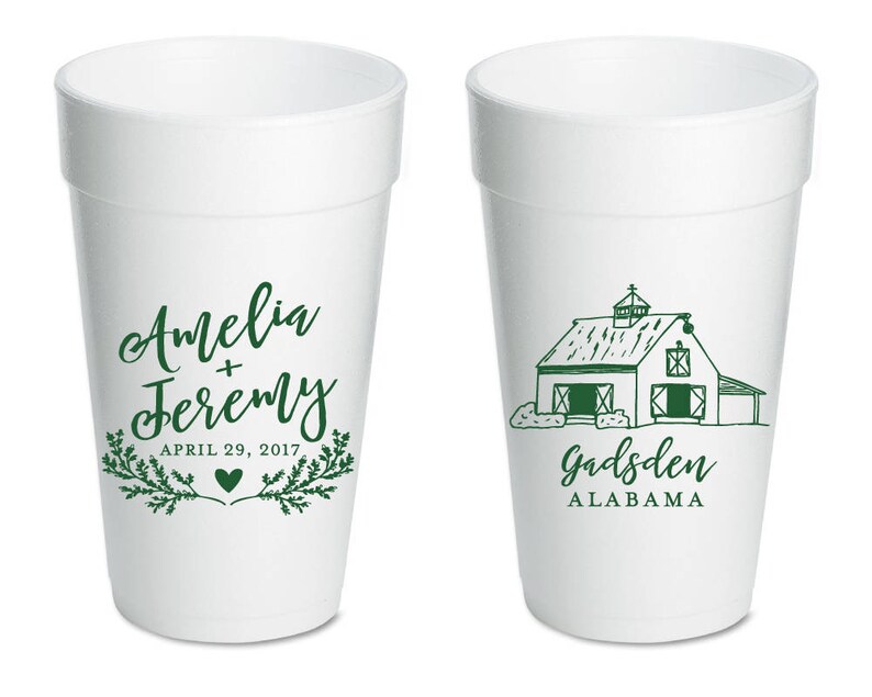 Foam Cups Foam Cups Rustic Wedding Cups Personalized Favor Country Wedding Cups Barn Wedding Farm Wedding Fall Wedding 1766 Wedding