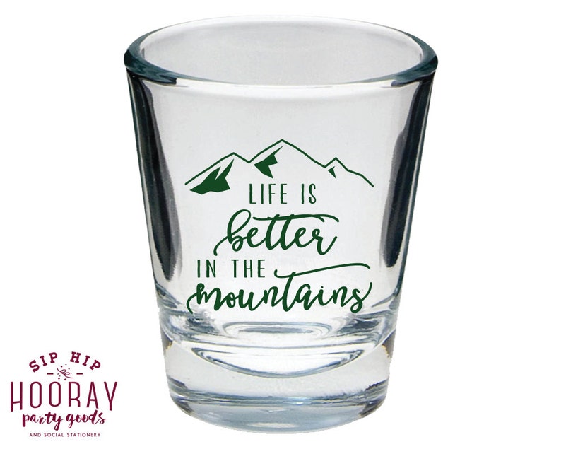 Mountain Shot Glasses Mountain Wedding Favors 1651 Shot Glasses Colorado Shot Glass Mountain Shot Glass Rustic Party Housewarming