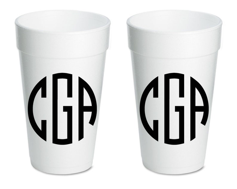 Monogram Custom Cups Monogrammed Cups Foam Cups Wedding Etsy