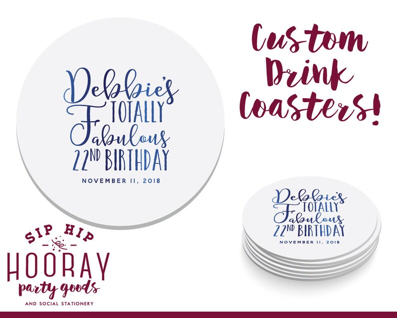 Birthday Coasters 1949 Party Coasters Any Year Feminine Coasters Beer Coaster Custom Coasters Fun Coasters Party Coaster