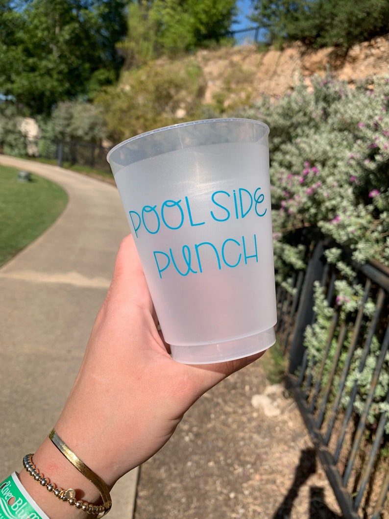 Pool Party Cups 16oz Frosted Cup Reusable Cups Pool Cup Etsy