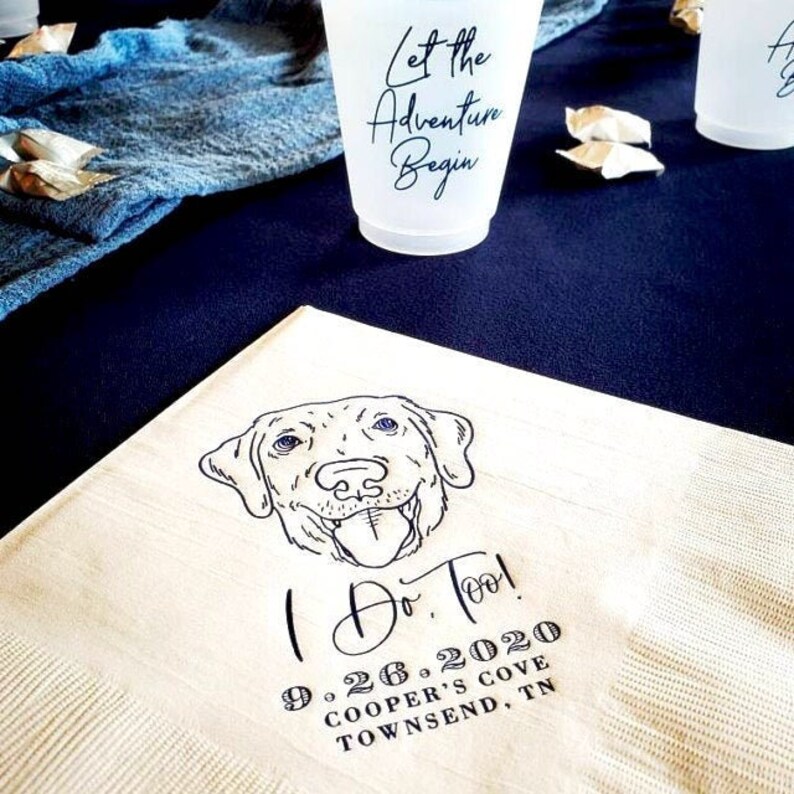 Wedding Napkins Dog Lover Wedding Wedding Favors Dog Etsy
