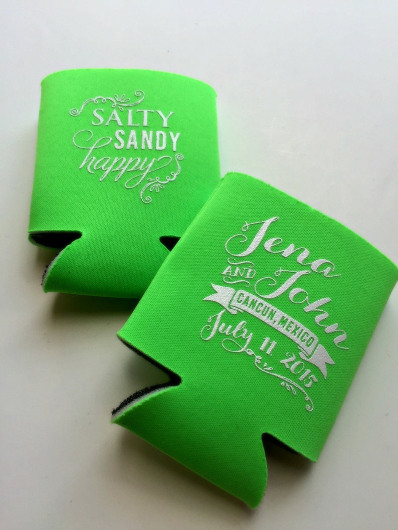 Salty Sandy Happy Wedding Favors Beach Can Cooler Beach Bridal Party Gift Mexico Wedding Favors Beach Wedding Destination Wedding Favor