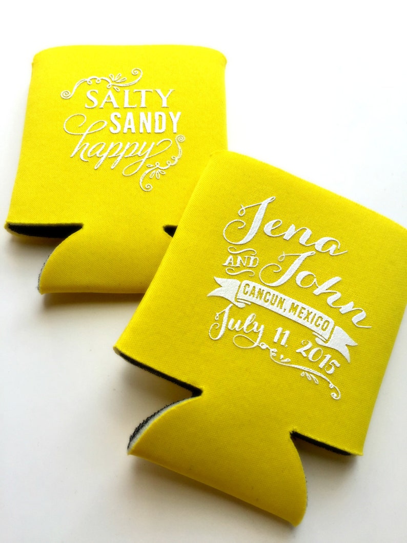 Salty Sandy Happy Wedding Favors Beach Can Cooler Beach Bridal Party Gift Mexico Wedding Favors Beach Wedding Destination Wedding Favor