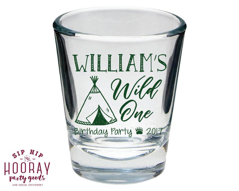 Boy Party Shot Glasses Kids Birthday 1763 Birthday Party Favors 1st Birthday Party Campout Birthday Custom Favors TeePee Birthday