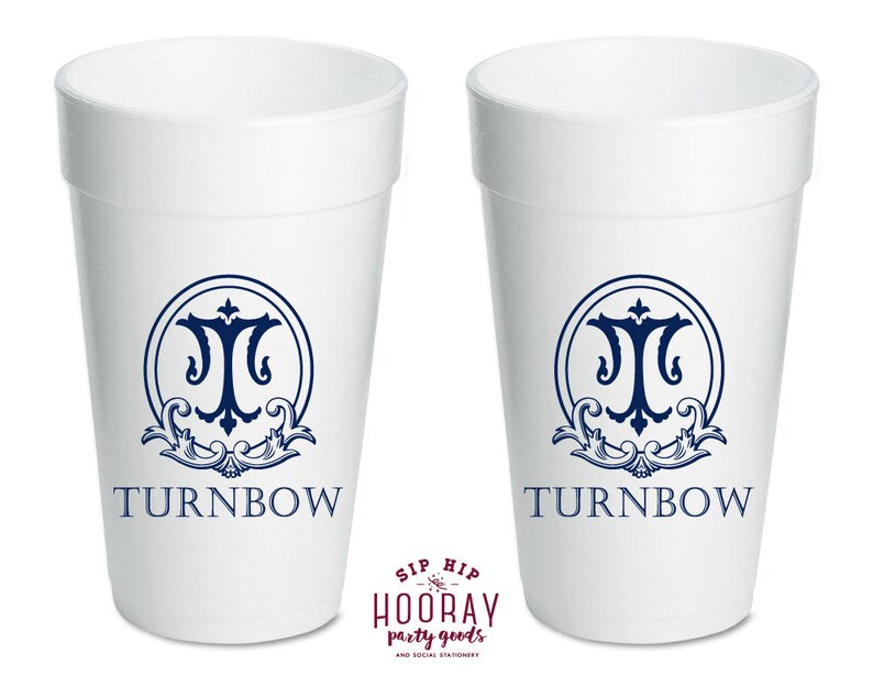 Foam Party Cups 1816 Foam Cups Anniversary Cups Bridal Shower Cups Custom Party Cups Wedding Cups Monogrammed Cups Wedding Cups