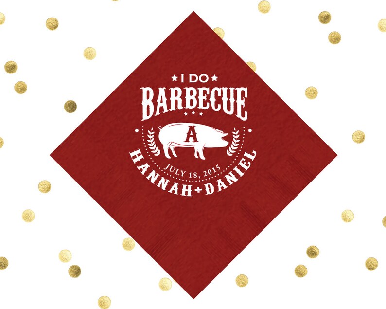 I Do BBQ Napkins Wedding Napkins Personalized Napkins BBQ Etsy