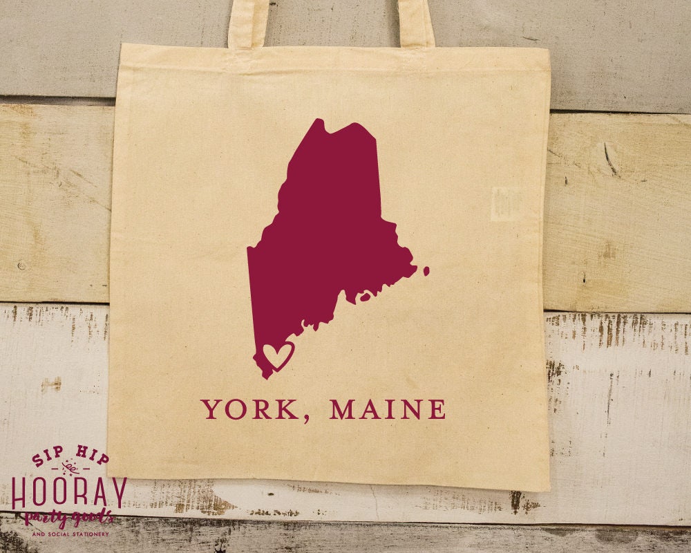 Custom Tote Bags Wedding State Totes Maine Wedding Favor Etsy