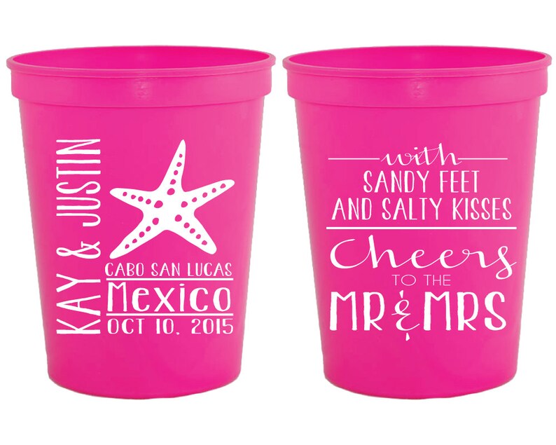 Personalized Plastic Cups Pink Party Cup Wedding Cups Etsy