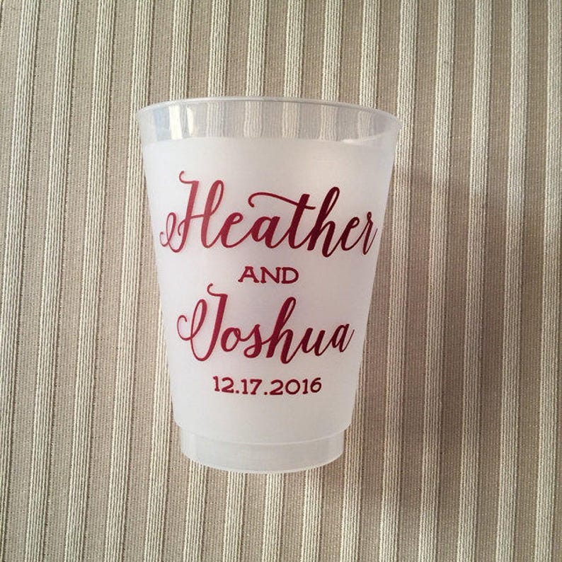 Personalized Frosted Cups 16oz Plastic Party Cups Wedding Etsy