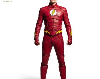 Flash Leather Outfit | Comic Hero Costume | Gift for Him
