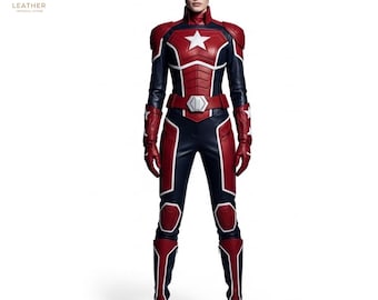 Captain Marvel Leather Costume | Women Superhero Outfit | Marvel Cosplay | Gift for Her