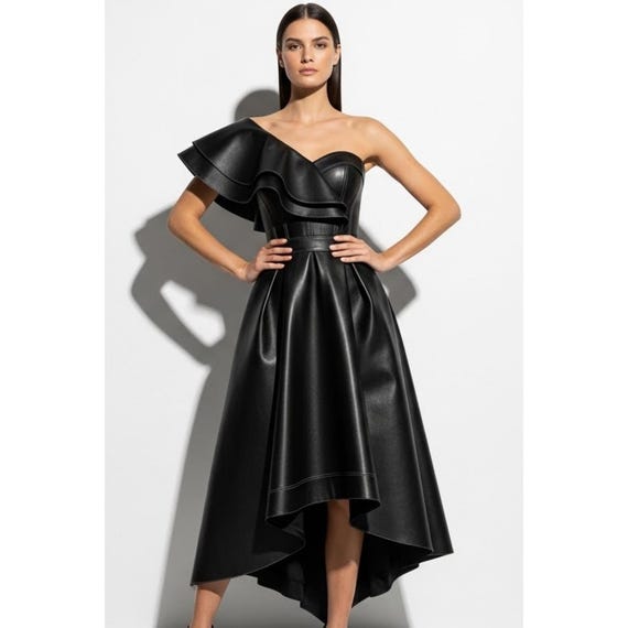 knee length leather dress Alice + Olivia Wynell Faux Leather Dress - Black