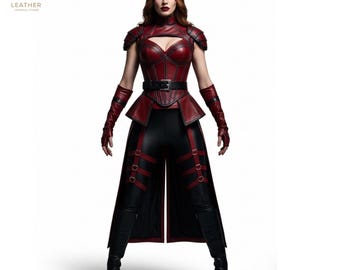 Scarlet Witch Leather Costume | Women Marvel Outfit | Hero Cosplay | Gift for Her