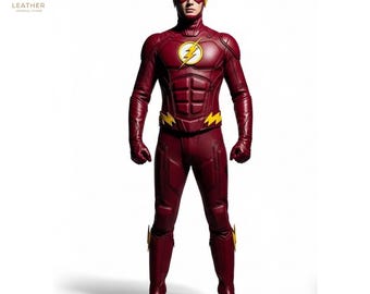 Flash Leather Costume | Men Speedster Outfit | Superhero Cosplay | Gift for Him