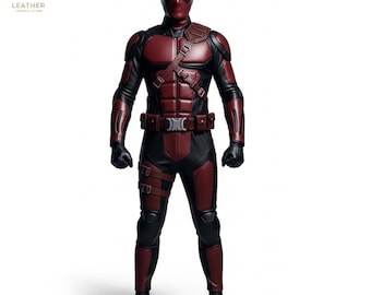 Deadpool Leather Suit | Men Cosplay Wear | Halloween Outfit | Gift for Him
