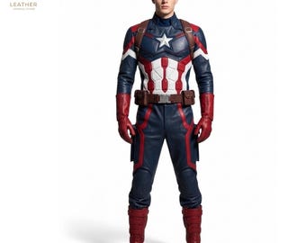 Captain America Leather Suit | Men Marvel Costume | Hero Cosplay Wear | Gift for Him