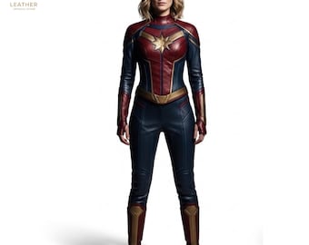 Captain Marvel Leather Suit | Women Cosplay Wear | Halloween Outfit | Gift for Her