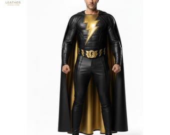 Black Adam Leather Costume | Men Anti Hero Outfit | Cosplay Wear | Gift for Him