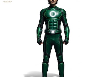 Green Lantern Leather Costume | Men Superhero Outfit | Comic Cosplay | Gift for Him