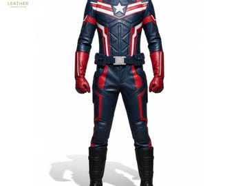 Captain America Leather Costume | Men Superhero Outfit | Marvel Cosplay Suit | Gift for Him