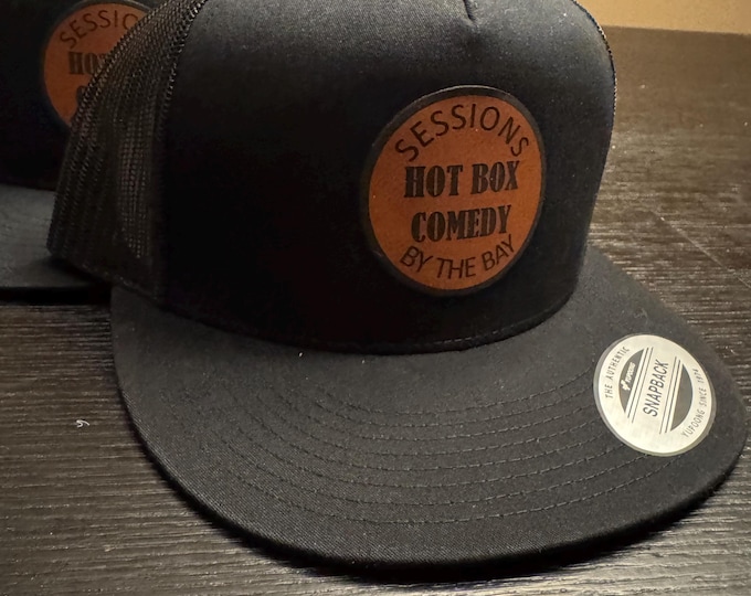 Featured listing image: Custom Trucker hat with Faux leather patch with custom Logo