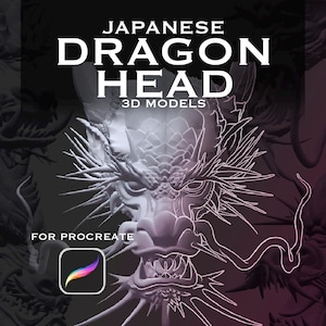 5 referenser till japanska drakhuvuden - 3D-modeller för Procreate