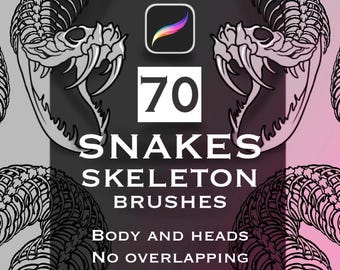 Creepy Snake Skeleton Procreate Procreate Brushes - 50 Körperbürsten + 10 Schädelstempel