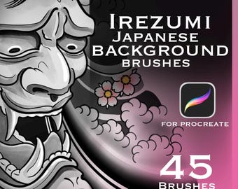 Japanese Irezumi Tattoo Brushes for Procreate: 40 Waves, Clouds and Wind Gradients